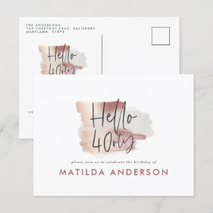 Girly roze roos goud moderne 40e verjaardag uitnodiging briefkaart