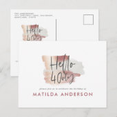 Girly roze roos goud moderne 40e verjaardag uitnodiging briefkaart (Voorkant / Achterkant)