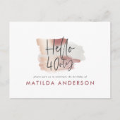 Girly roze roos goud moderne 40e verjaardag uitnodiging briefkaart (Voorkant)