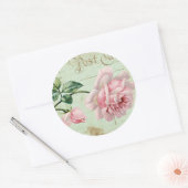 Girly  Roze Rozen Elegant Bloemen Cottage Ronde Sticker (Envelop)