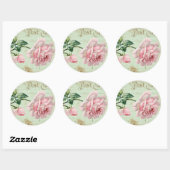 Girly  Roze Rozen Elegant Bloemen Cottage Ronde Sticker (Vel)