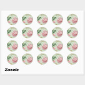 Girly  Roze Rozen Elegant Bloemen Cottage Ronde Sticker (Vel)