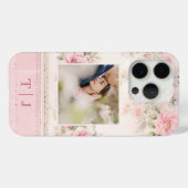 Girly Roze Rozen w / Foto & Monogram Case-Mate iPhone Case (Achterkant (horizontaal))