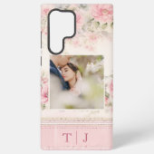 Girly Roze Rozen w / Foto & Monogram Samsung Galaxy Hoesje (Achterkant)