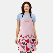 Girly Roze Schattigee Romantische Harten Retro Gep Schort (Gedragen)