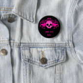 Girly roze schedel ronde button 5,7 cm (In situ)
