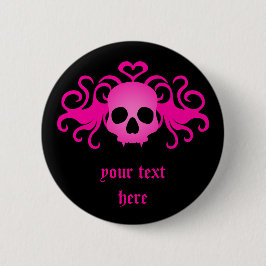 Girly roze schedel ronde button 5,7 cm