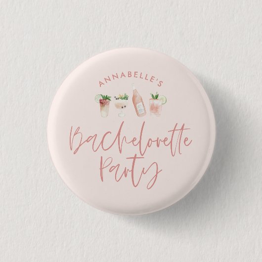 Girly roze script bachelorette party gift ronde button 3,2 cm (Voorkant)