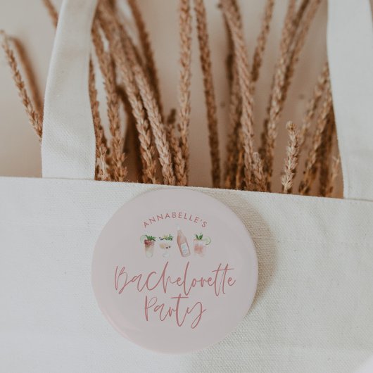 Girly roze script bachelorette party gift ronde button 3,2 cm