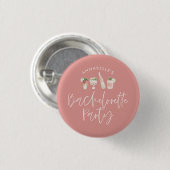 Girly roze script bachelorette party gift ronde button 3,2 cm (Voorkant /achterkant)