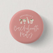Girly roze script bachelorette party gift ronde button 3,2 cm (Voorkant)