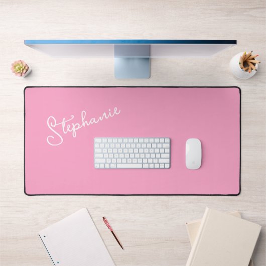 Girly Roze Script Minimalistische gepersonaliseerd Bureaumat (Kantoor 1)