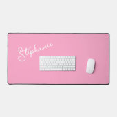Girly Roze Script Minimalistische gepersonaliseerd Bureaumat (Keyboard & Muis)
