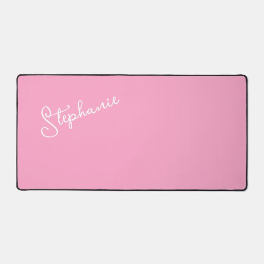 Girly Roze Script Minimalistische gepersonaliseerd Bureaumat (Voorkant)