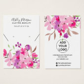 Girly roze sierjuwelen, ketting display visitekaartje (Voorkant /achterkant)