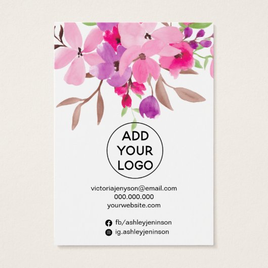 Girly roze sierjuwelen, ketting display visitekaartje (Achterkant)