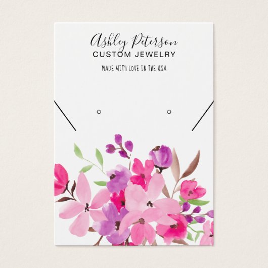 Girly roze sierjuwelen, ketting display visitekaartje (Voorkant)