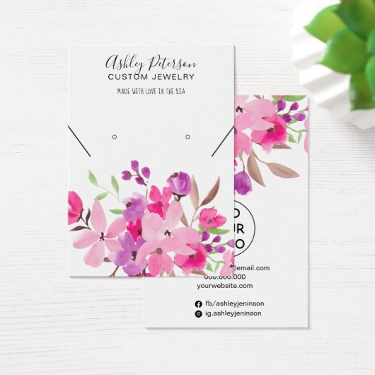 Girly roze sierjuwelen, ketting display visitekaartje (Bureau)