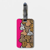 Girly Roze Speelse Dierenprint Harten Adres Bagagelabel (Achterkant verticaal)