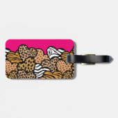 Girly Roze Speelse Dierenprint Harten Adres Bagagelabel (Achterkant horizontaal)