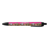 Girly Roze Speelse Dierenprint Harten Naam Zwarte Inkt Pen (Bodem)