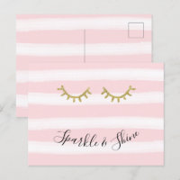 Girly Roze Strepen Gouden Glitter Wimpers