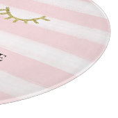 Girly Roze Strepen Gouden Glitter Wimpers Snijplank (Hoek)