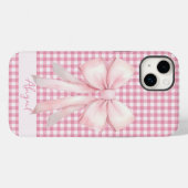 Girly Roze Strik Met Ruitjes Personalized Case-Mate iPhone Case (Achterkant (horizontaal))