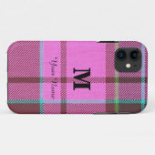 Girly roze tartan plaid gepersonaliseerd Case-Mate iPhone case (Achterkant (horizontaal))
