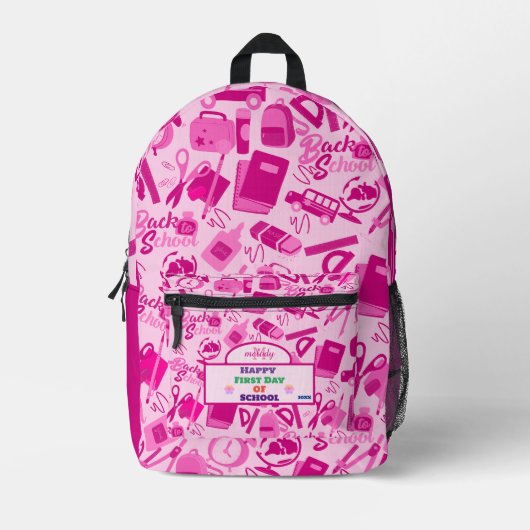 girly roze  Terug naar School Pattern Bedrukte Rugzak (Voorkant)