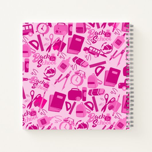 girly roze  Terug naar School Pattern Notitieboek (Achterkant)