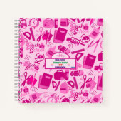 girly roze Terug naar School Pattern Notitieboek (Voorkant)