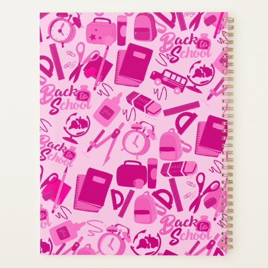 girly roze  Terug naar School Pattern Planner (Achterkant)