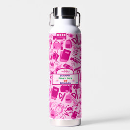girly roze  Terug naar School Pattern Waterfles