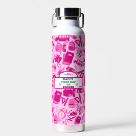 girly roze  Terug naar School Pattern Waterfles