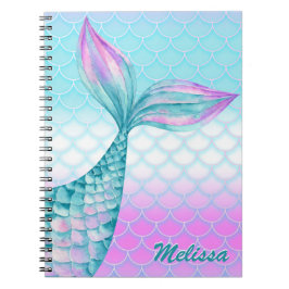 Girly Roze Turquoise Zeemeerminnenstaart Schubben  Notitieboek
