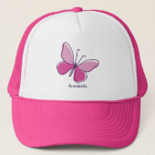 Girly roze vlinder zomer trucker pet (Voorkant)