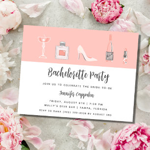 Girly roze vrijgezellenfeest kaart