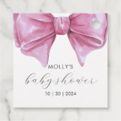 Girly Roze Waterverf Bow Baby shower Bedankjes Labels (Achterkant)