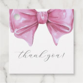 Girly Roze Waterverf Bow Baby shower Bedankjes Labels (Voorkant)