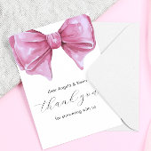 Girly Roze Waterverf Bow Baby shower Bedankkaart