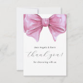 Girly Roze Waterverf Bow Baby shower Bedankkaart (Voorkant)