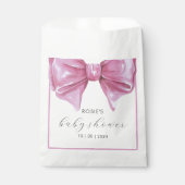 Girly Roze Waterverf Bow Baby shower Bedankzakje (Voorkant)