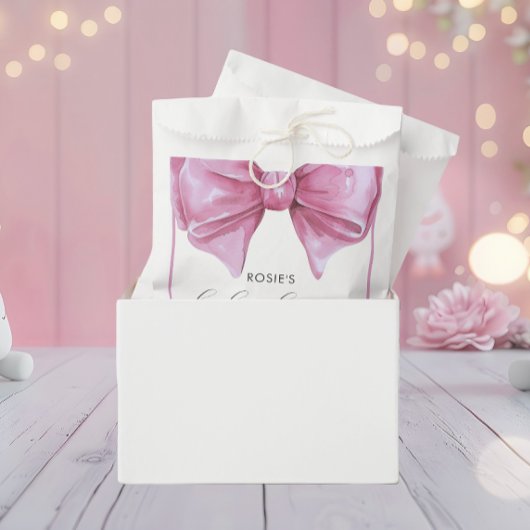 Girly Roze Waterverf Bow Baby shower Bedankzakje