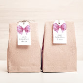 Girly Roze Waterverf Bow Baby shower Cadeaulabel