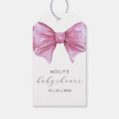 Girly Roze Waterverf Bow Baby shower Cadeaulabel (Achterkant)