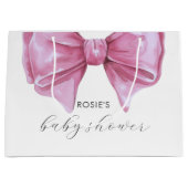 Girly Roze Waterverf Bow Baby shower Groot Cadeauzakje (Voorkant)