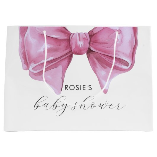Girly Roze Waterverf Bow Baby shower Groot Cadeauzakje (Voorkant)