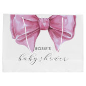 Girly Roze Waterverf Bow Baby shower Groot Cadeauzakje (Achterkant)