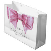 Girly Roze Waterverf Bow Baby shower Groot Cadeauzakje (Voorkant Gekanteld)